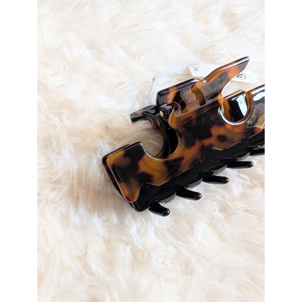 TORY BURCH Icon Double T Tortoise Black Hair Claw Clip - Picture 3 of 4